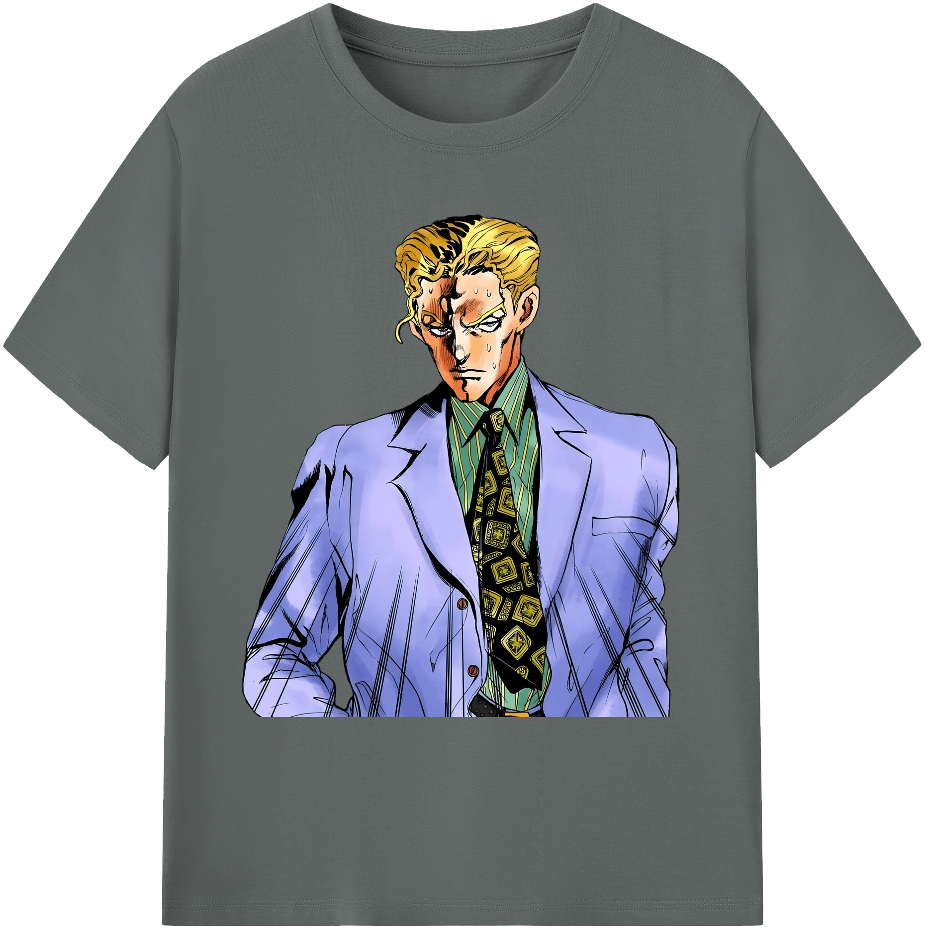 （画像用） ジョジョの奇妙な冒険 きら よしかげ JoJo's Bizarre Adventure Kira Yoshikage 綿100％ メンズ半袖Tシャツ｜肌触りやわらか＆通気性